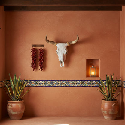 Cráneo Original de Toro con Cuernos para Decoración Estilo Antiguo
