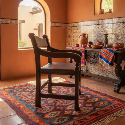Sillon de Mezquite y Piel para Cabecera de Comedor