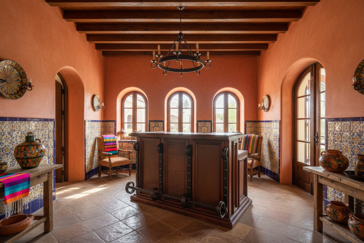 Antigua Original Escritorio  De Madera de Encino Y Cedro con Piel de Vaca y cocodrilo