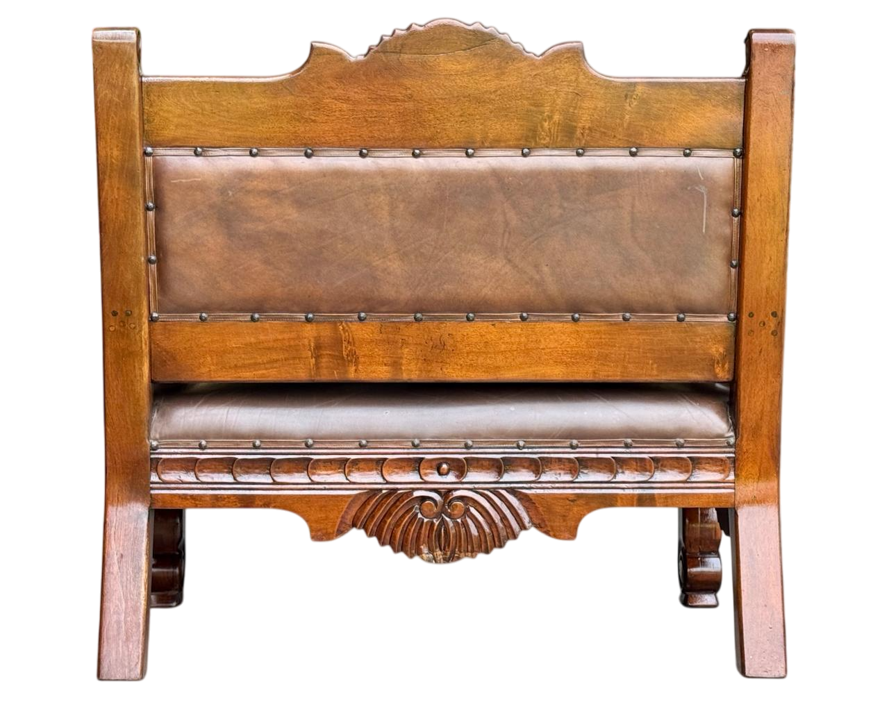 Sofa Love Seat Labrado Madera Mezquite Piel Estilo Hacienda.