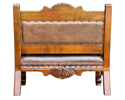 Sofa Love Seat Labrado Madera Mezquite Piel Estilo Hacienda.