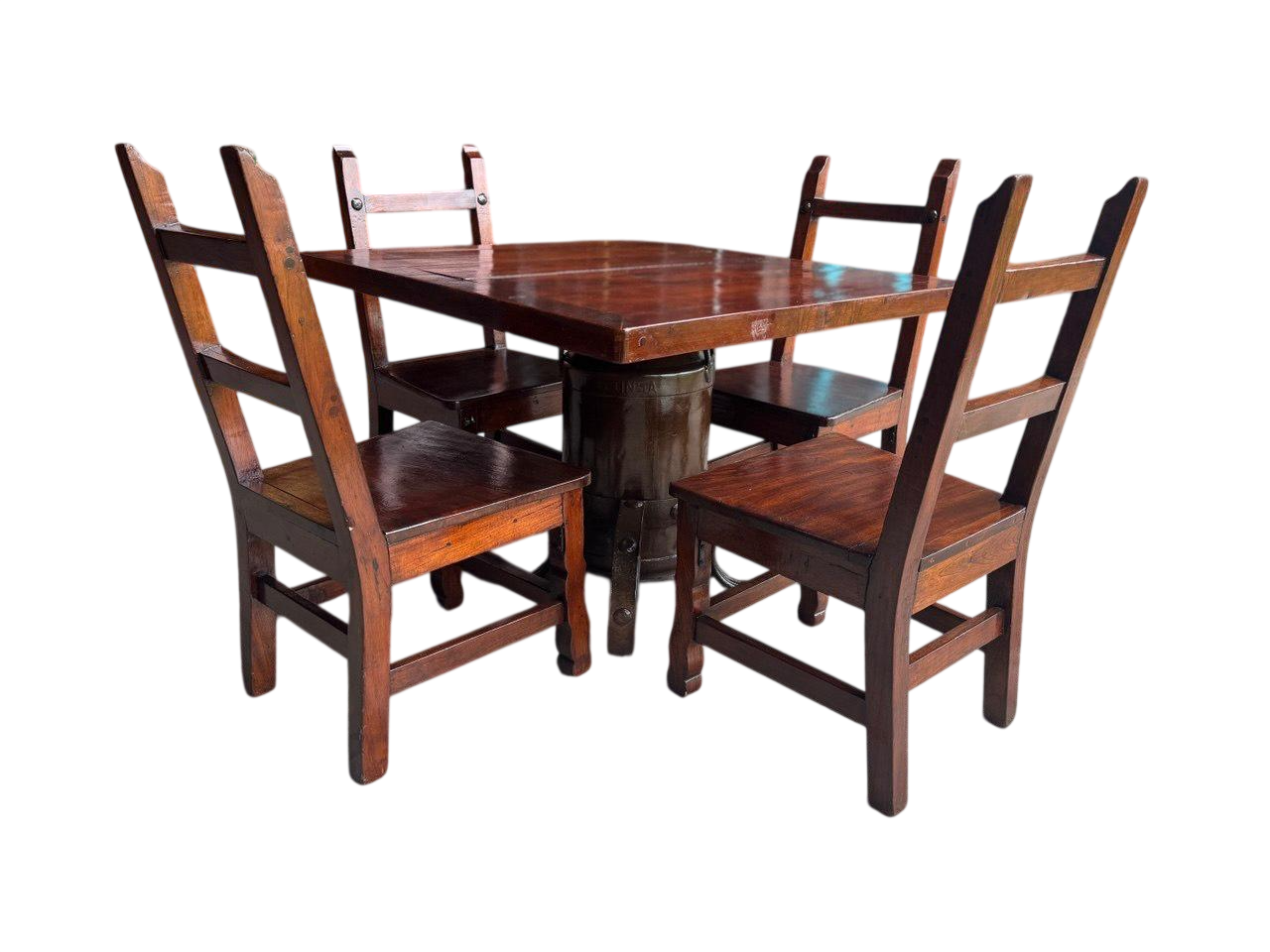 Mesa Comedor Tablon para 4 Personas Base De Bote Lechero