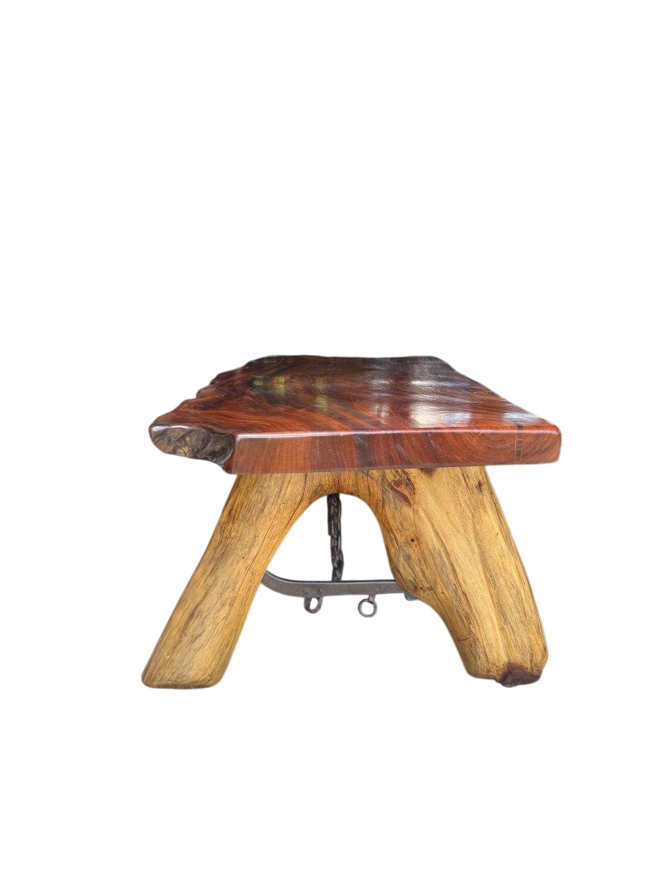 Mesa de Parota con Cadena de Hierro Forjado | Madera de Parota, Hierro Forjado, Patas de Madera, Diseño Rústico, Artesanal