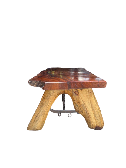 Mesa de Parota con Cadena de Hierro Forjado | Madera de Parota, Hierro Forjado, Patas de Madera, Diseño Rústico, Artesanal