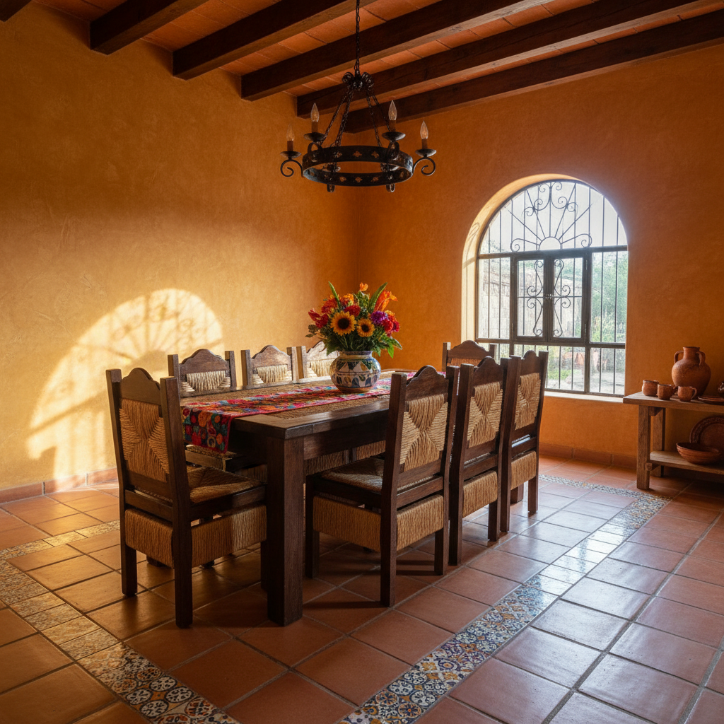 Hermoso Comedor Artesanal De Madera Sustentable Y Tejido En La Cubierta De La Mesa Y 8 Sillas