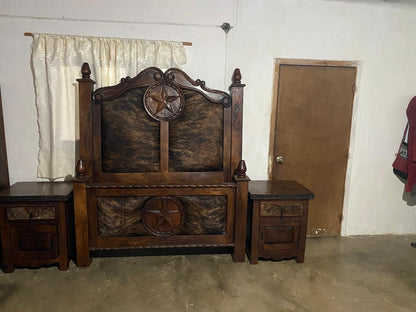 Exclusiva Recamara Mezquite Estilo Colonial Con Piel Y Tallas