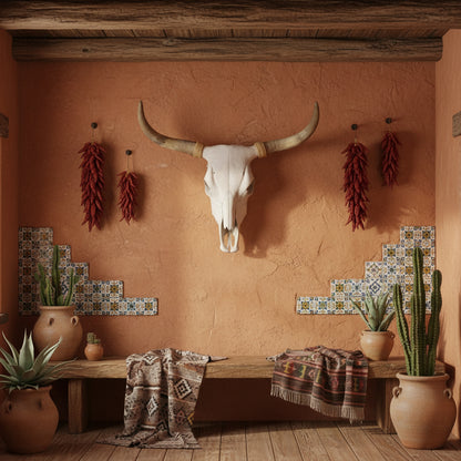 Cráneo Original de Toro con Cuernos para Decoración Estilo Antiguo