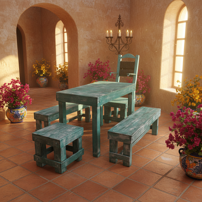 Comedor Artesanal Vintage De Madera Sustentable De Pallets