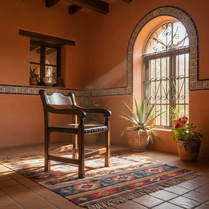 Sillon de Mezquite y Piel para Cabecera de Comedor