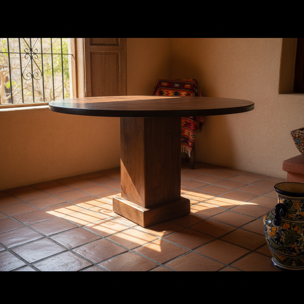 Mesa Comedor Redonda 4 Personas Estilo Antiguo Minimalista