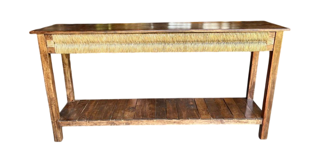 Original Credenza De Madera De Encino Estilo Antiguo