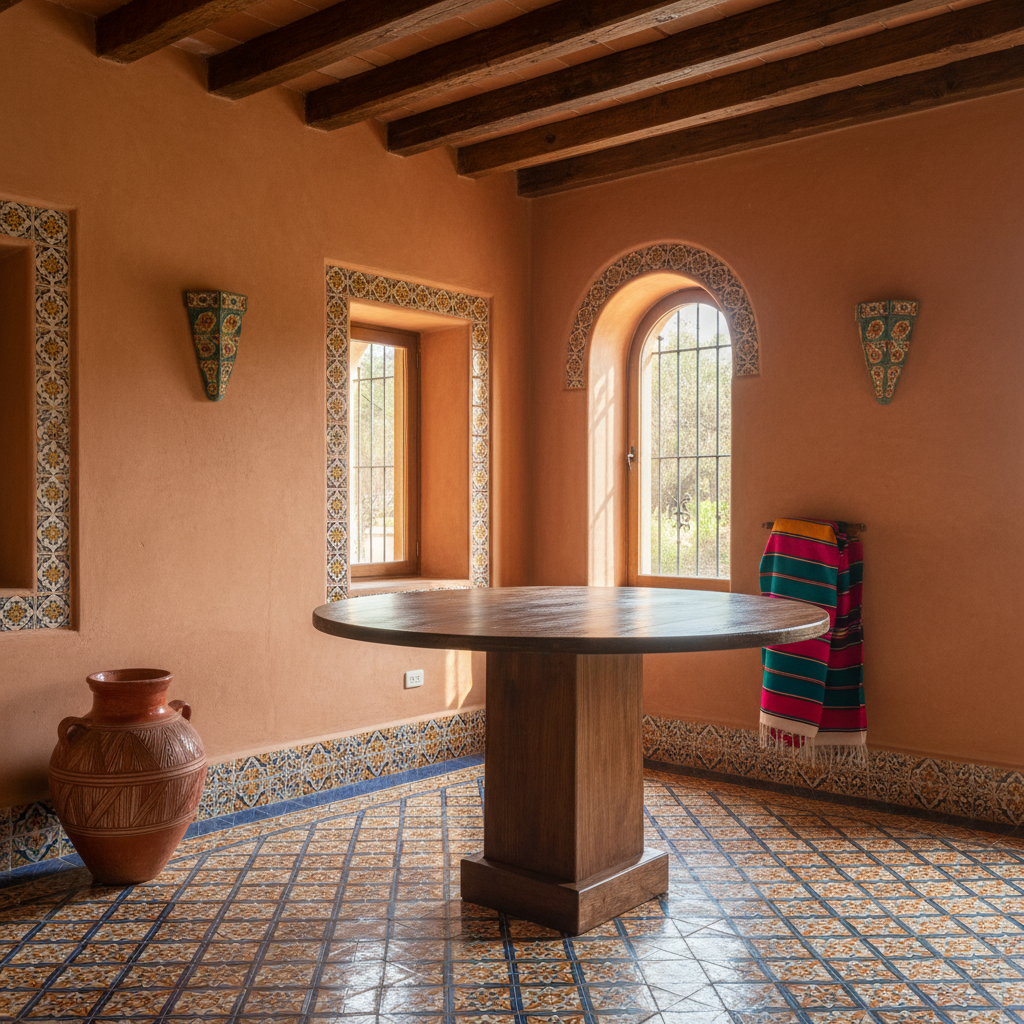 Mesa Comedor Redonda 4 Personas Estilo Antiguo Minimalista