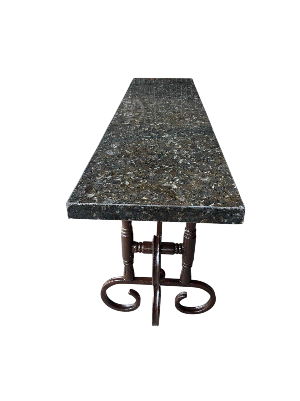 Mesa de Comedor con Cubierta de Mármol y Base de Hierro Forjado