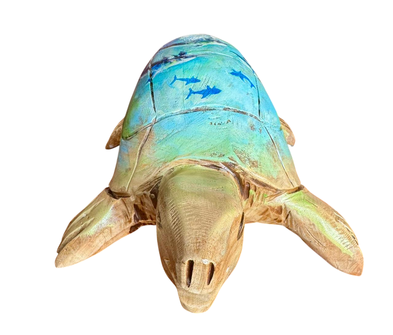 Escultura Tortuga Madera Y Pintada A Mano