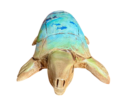 Escultura Tortuga Madera Y Pintada A Mano