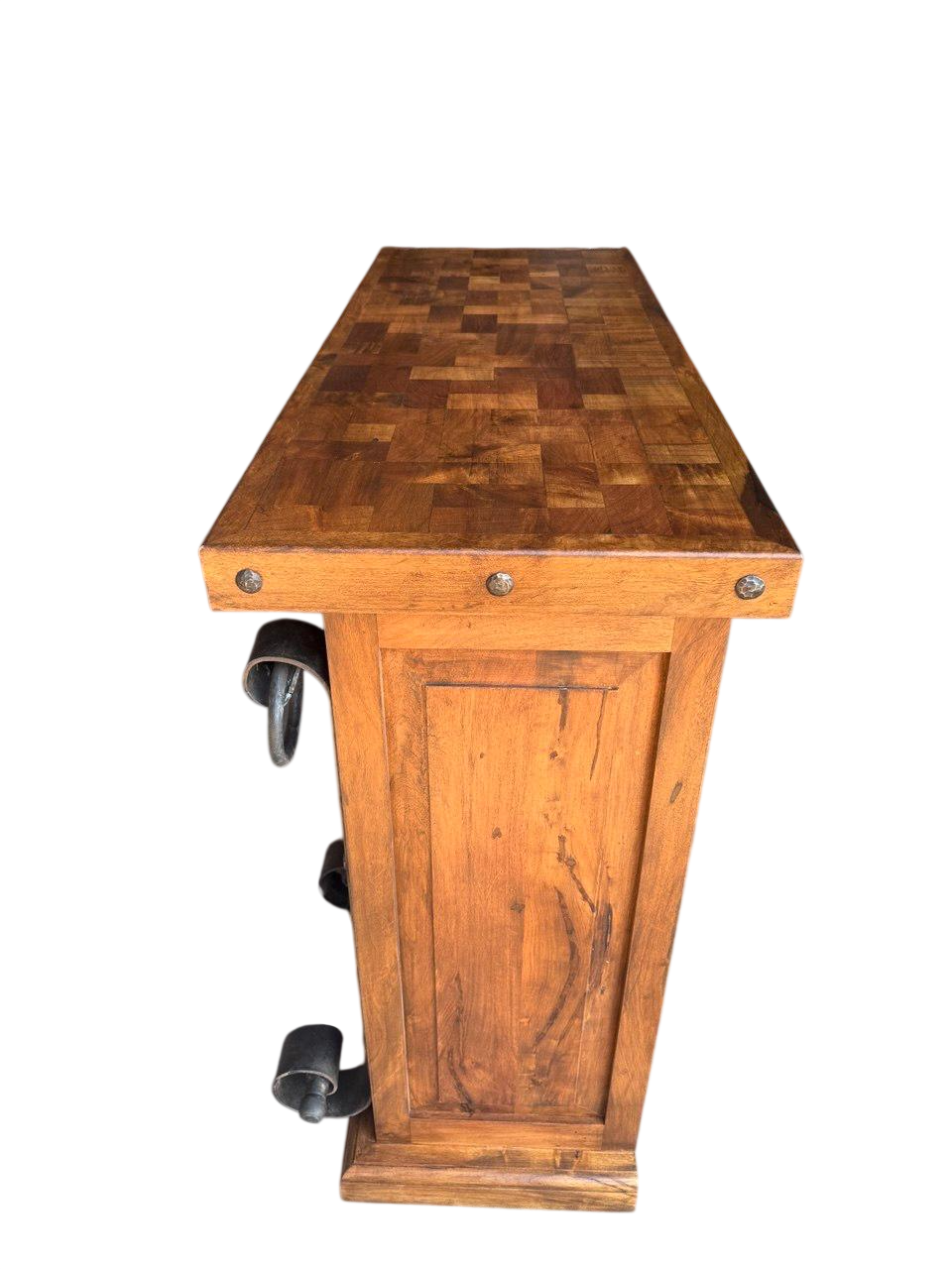 Barra Cantina De Madera De Mezquite Y Hierro Forjado Antiguo