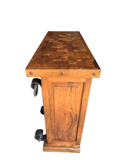 Barra Cantina De Madera De Mezquite Y Hierro Forjado Antiguo