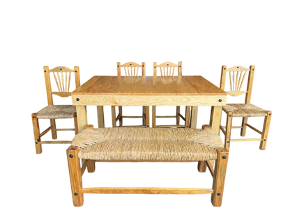 Hermoso Comedor Artesanal De Madera Sustentable Y Tejido