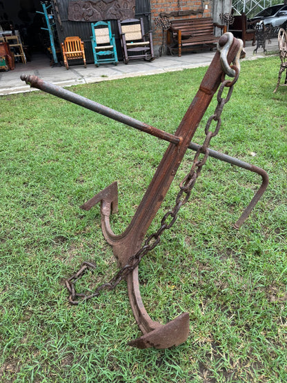 Hermosa Original Ancla Grande Antigua En Hierro Forjado Grande