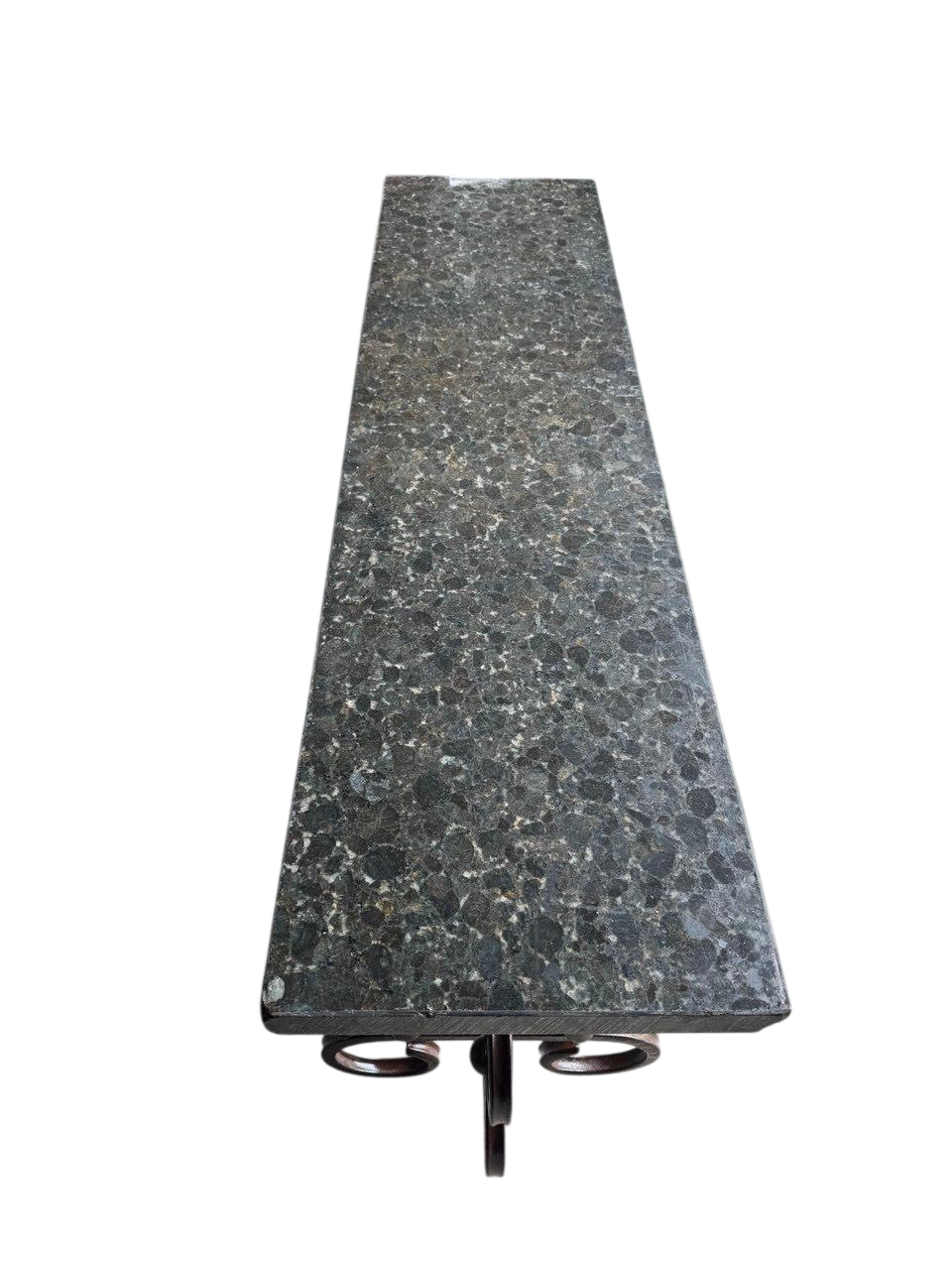 Mesa de Comedor con Cubierta de Mármol y Base de Hierro Forjado