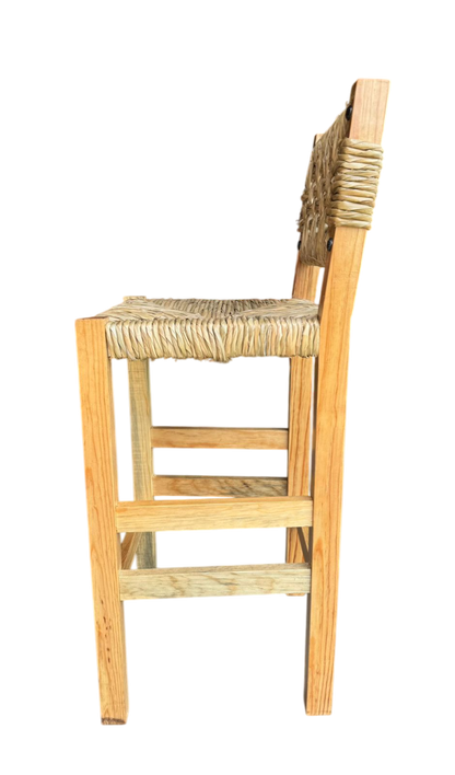 Banco Artesanal Sustentable Madera Y Forja Tejido Con Tule.