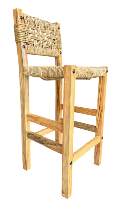 Banco Artesanal Sustentable Madera Y Forja Tejido Con Tule.