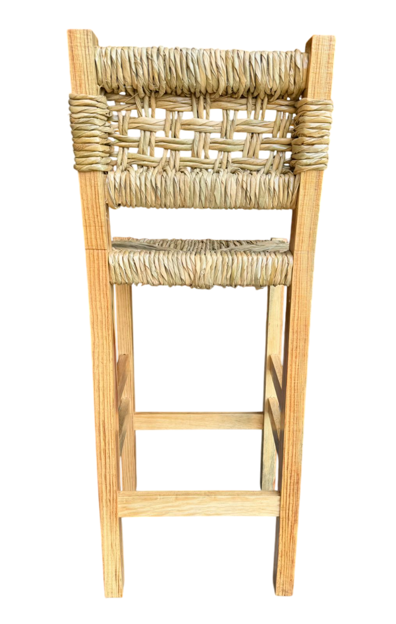 Banco Artesanal Sustentable Madera Y Forja Tejido Con Tule.