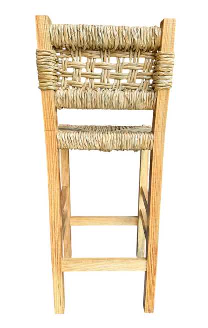 Banco Artesanal Sustentable Madera Y Forja Tejido Con Tule.