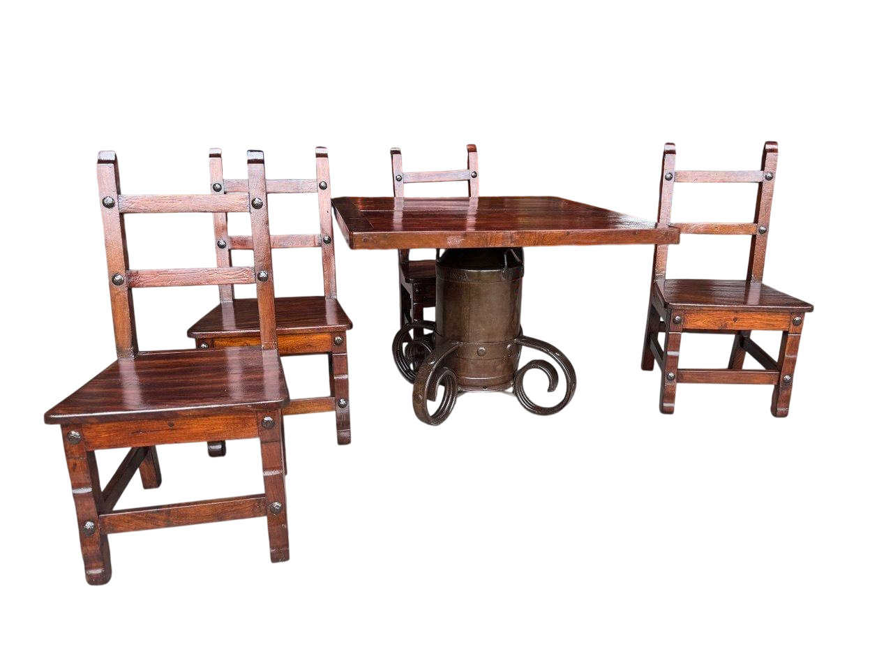 Mesa Comedor Tablon para 4 Personas Base De Bote Lechero