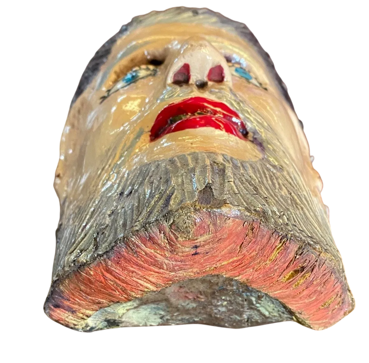 Mascara De Madera Pintada A Mano Original Y Antigua