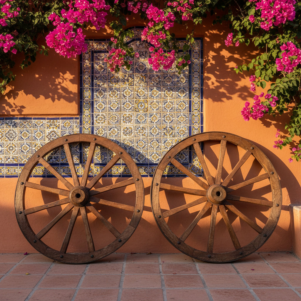 Rueda De Carreta De Madera Antigua