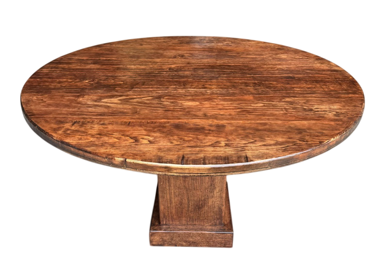 Mesa Comedor Redonda 4 Personas Rodaja Parota Estilo Antiguo