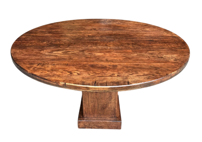 Mesa Comedor Redonda 4 Personas Rodaja Parota Estilo Antiguo