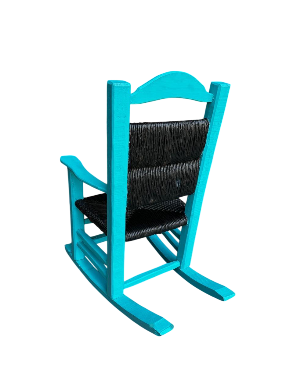 Bella Mecedora De Madera Sustentable Y Tule Estilo Antiguo.