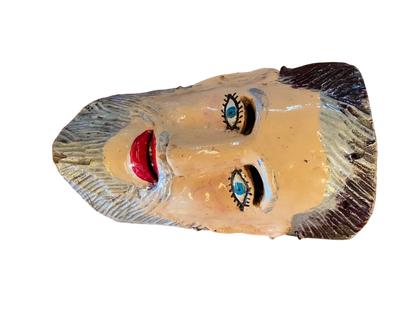 Mascara De Madera Pintada A Mano Original Y Antigua