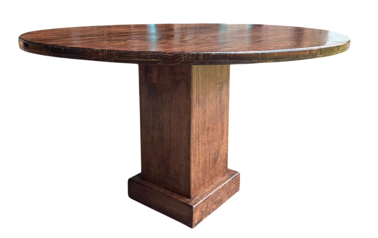 Mesa Comedor Redonda 4 Personas Rodaja Parota Estilo Antiguo