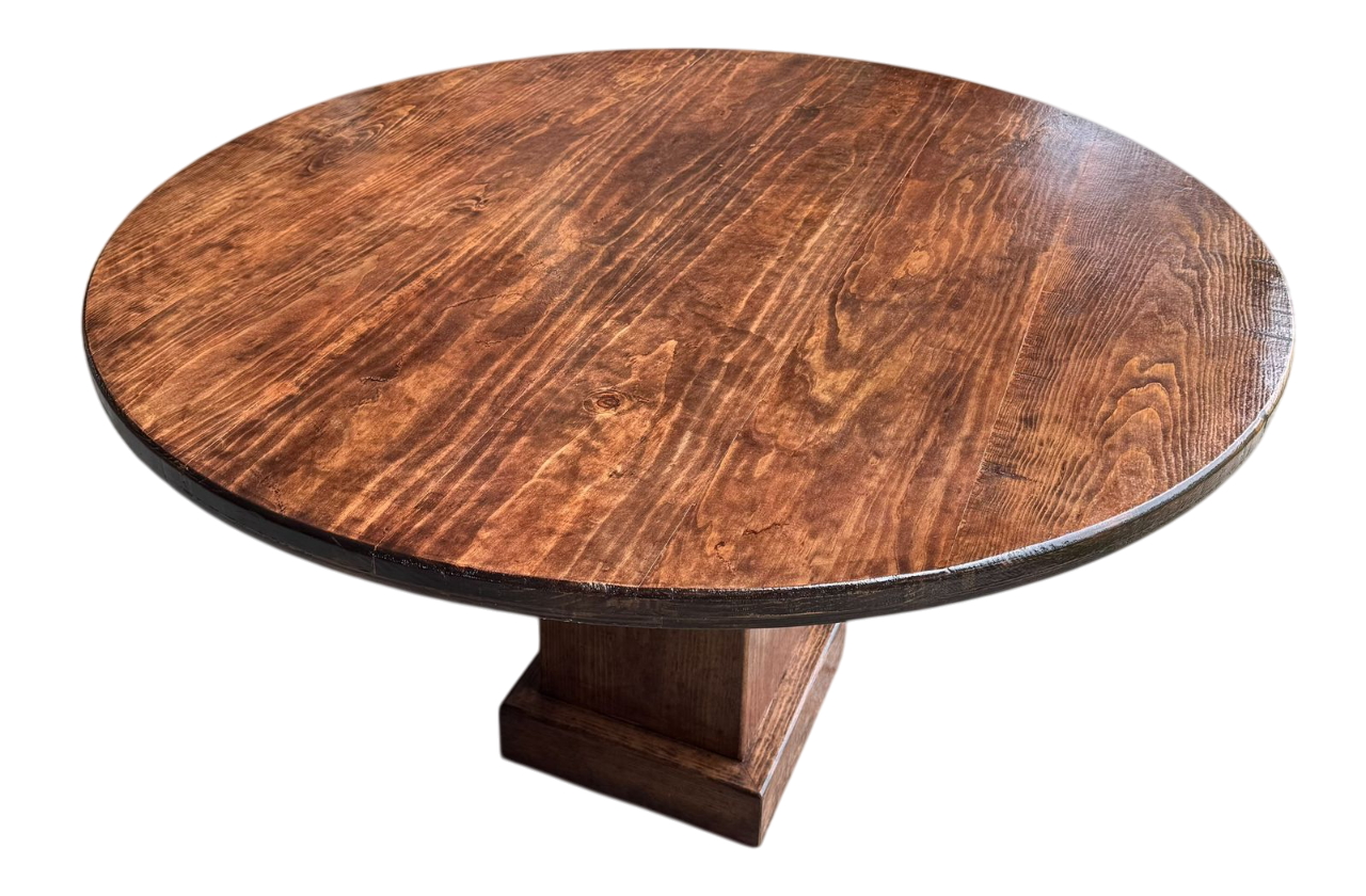 Mesa Comedor Redonda 4 Personas Rodaja Parota Estilo Antiguo