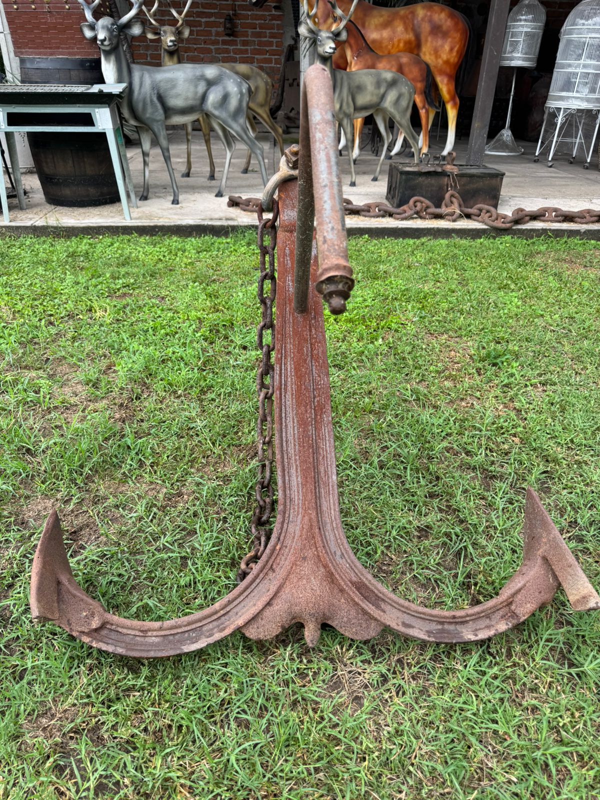 Hermosa Original Ancla Grande Antigua En Hierro Forjado Grande