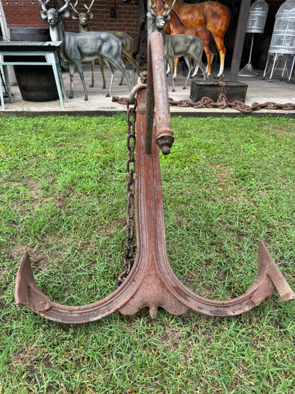 Hermosa Original Ancla Grande Antigua En Hierro Forjado Grande