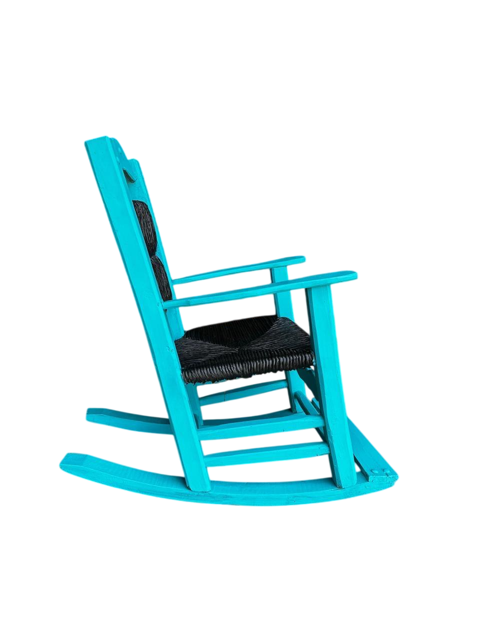 Bella Mecedora De Madera Sustentable Y Tule Estilo Antiguo.