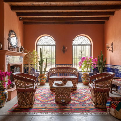 Sala Artesanal Para 4 Personas Estilo Equipal De Estacas