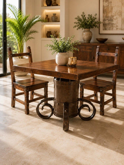 Mesa Comedor Tablon para 4 Personas Base De Bote Lechero