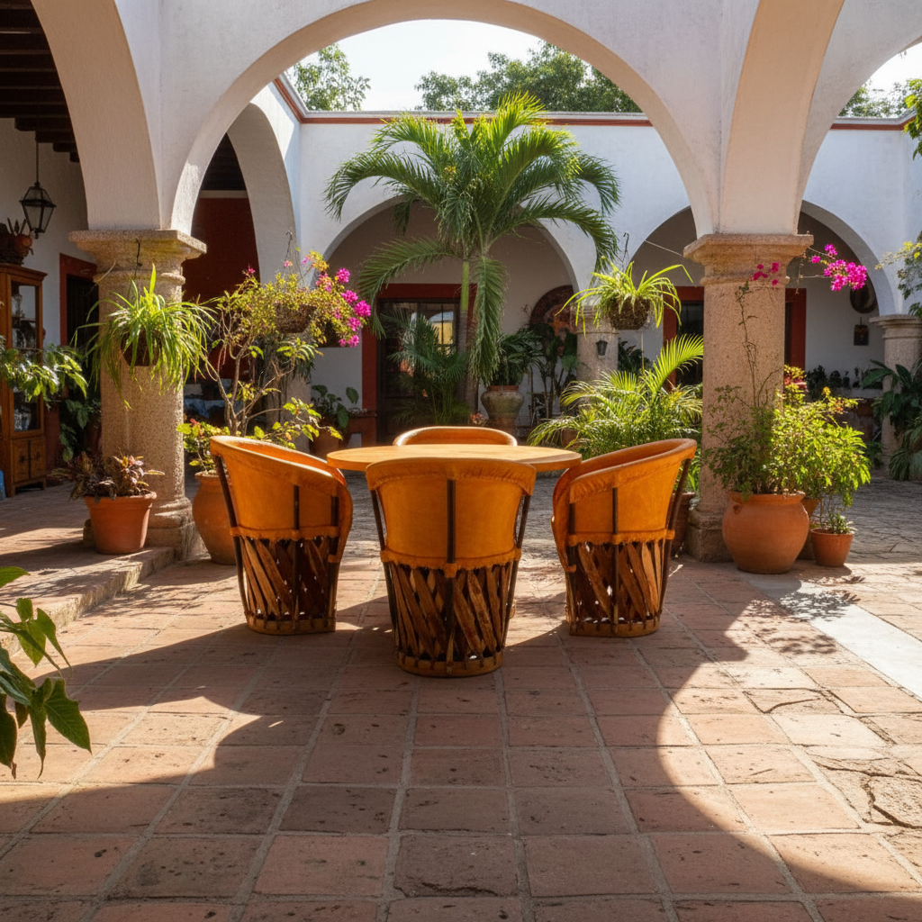 Comedor pirograbado patio hacienda