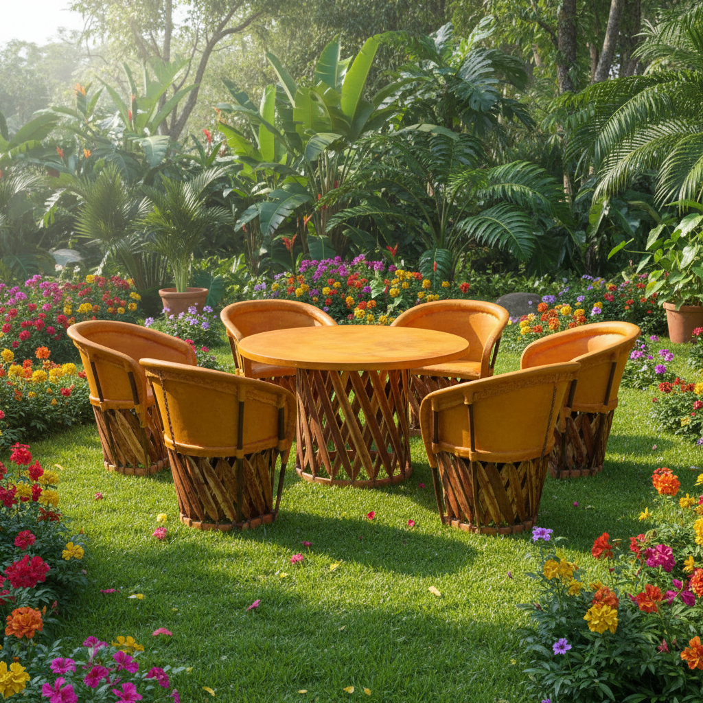 Comedor pirograbado jardín tropical
