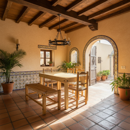 Hermoso Comedor Artesanal De Madera Sustentable Y Tejido