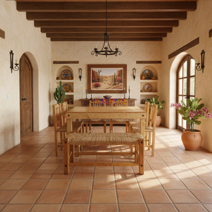 Hermoso Comedor Artesanal De Madera Sustentable Y Tejido