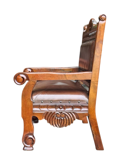 Sofa Love Seat Labrado Madera Mezquite Piel Estilo Hacienda.