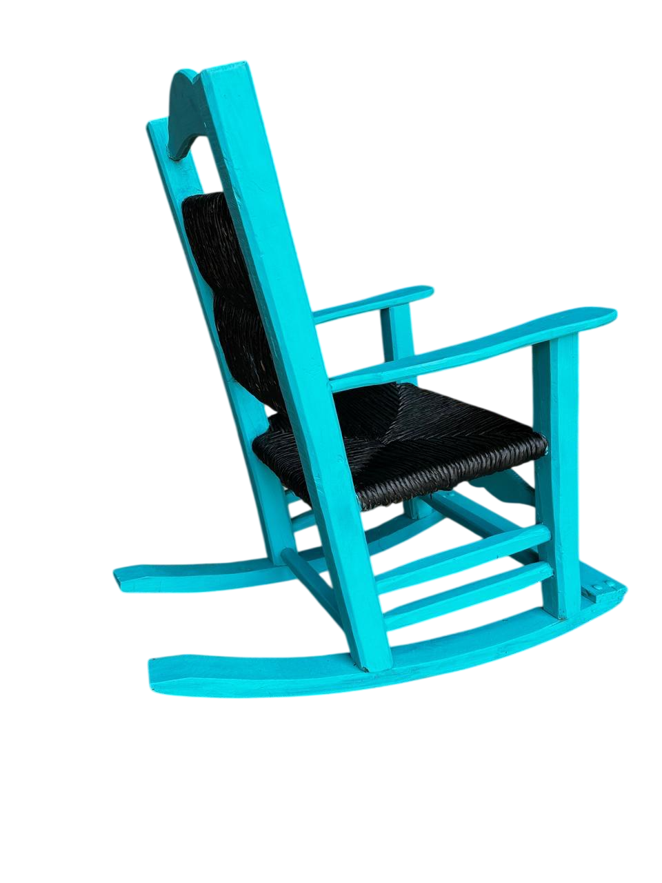 Bella Mecedora De Madera Sustentable Y Tule Estilo Antiguo.