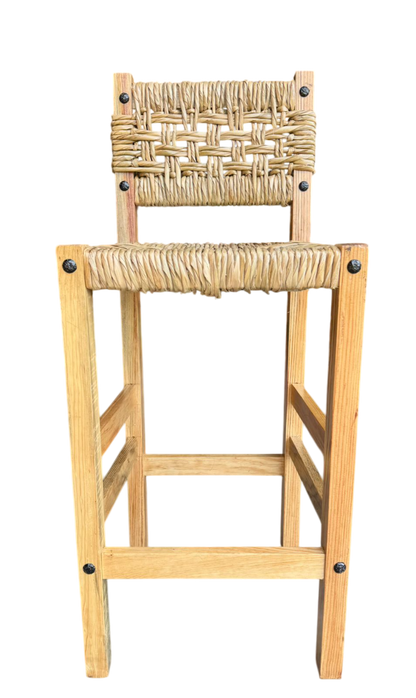 Banco Artesanal Sustentable Madera Y Forja Tejido Con Tule.