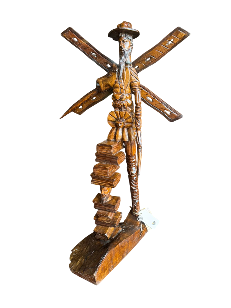 Gran Escultura De Don Quijote Madera De Nogal Estilo Antiguo